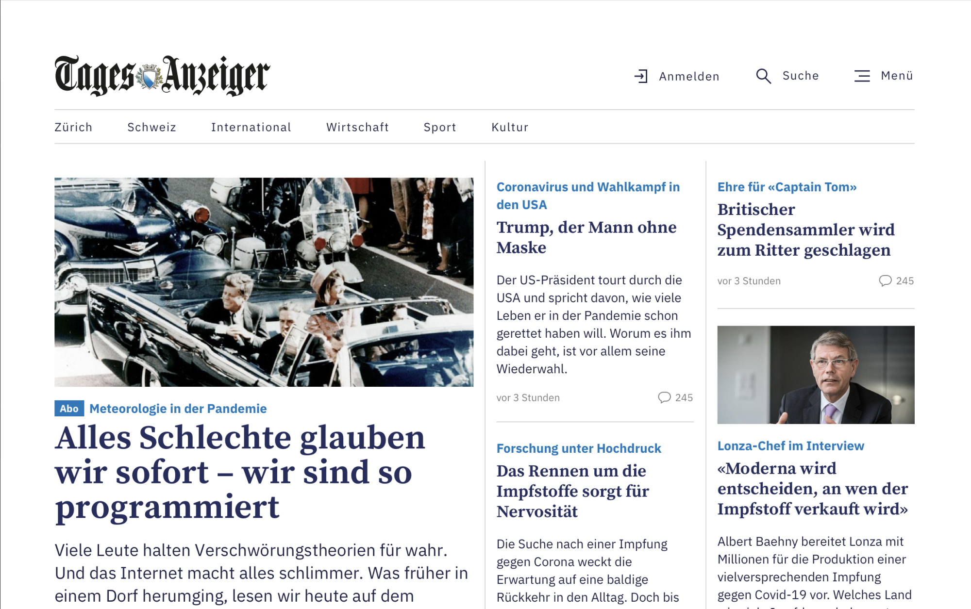 Zeitunglesen digital erlebbar. Tamedia mit Tagesanzeiger.